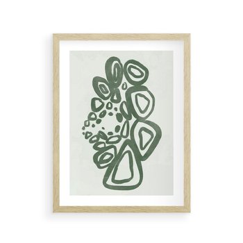 Plakat w ramie 30x40 - Migotliwe Widzenia Zieleni - zielona abstrakcja, zgaszona zieleń - rama drewno