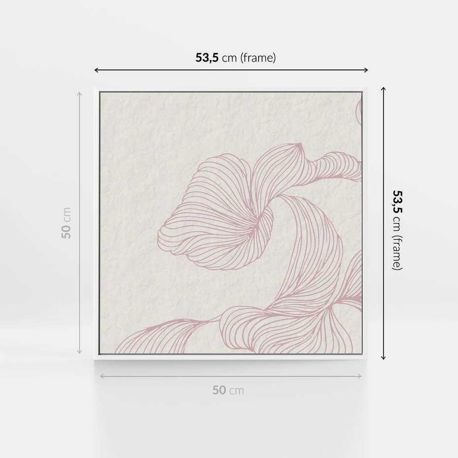 Obraz w ramie 50x50 - Szept marzeń i tajemnic - abstrakcyjne, roślinne ornamenty - rama biała