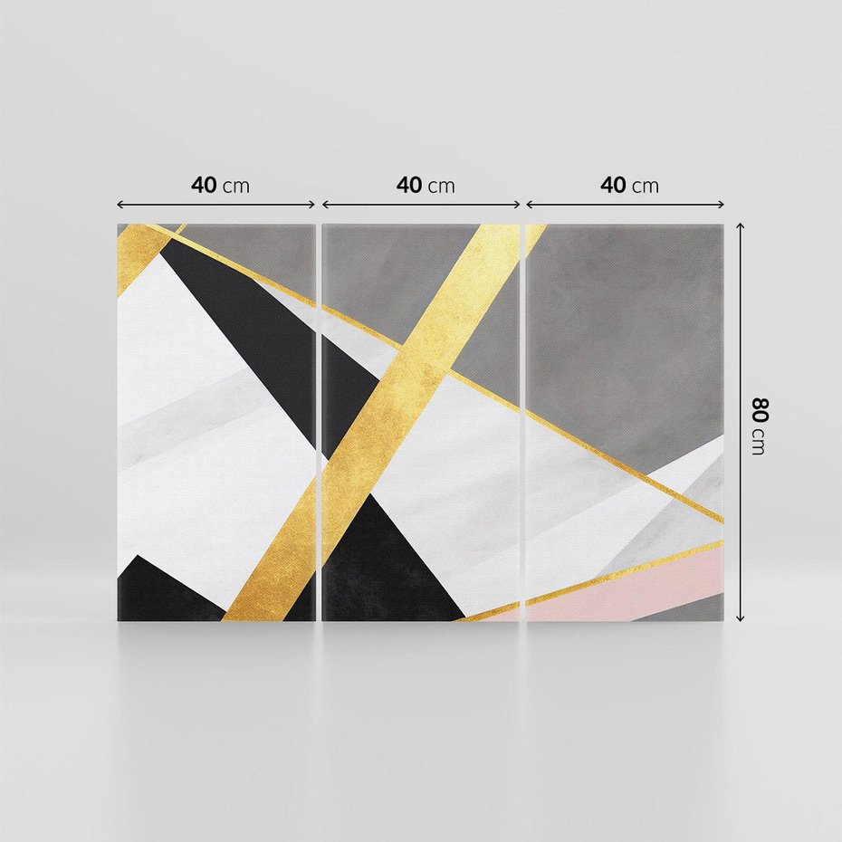 Obraz na płótnie 120x80 - Pudrowe Abstrakcyjne Lustra - złote abstrakcyjne linie, szarość