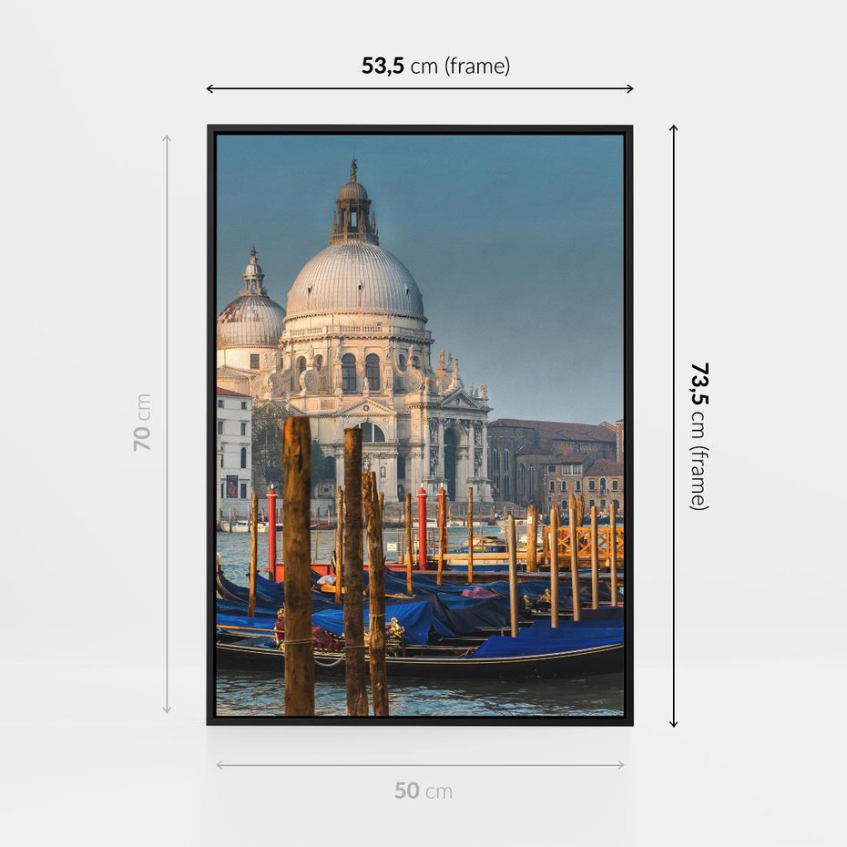 Obraz w ramie 50x70 - Urok Wenecji - fotografia, przystań w Wenecji - rama czarna