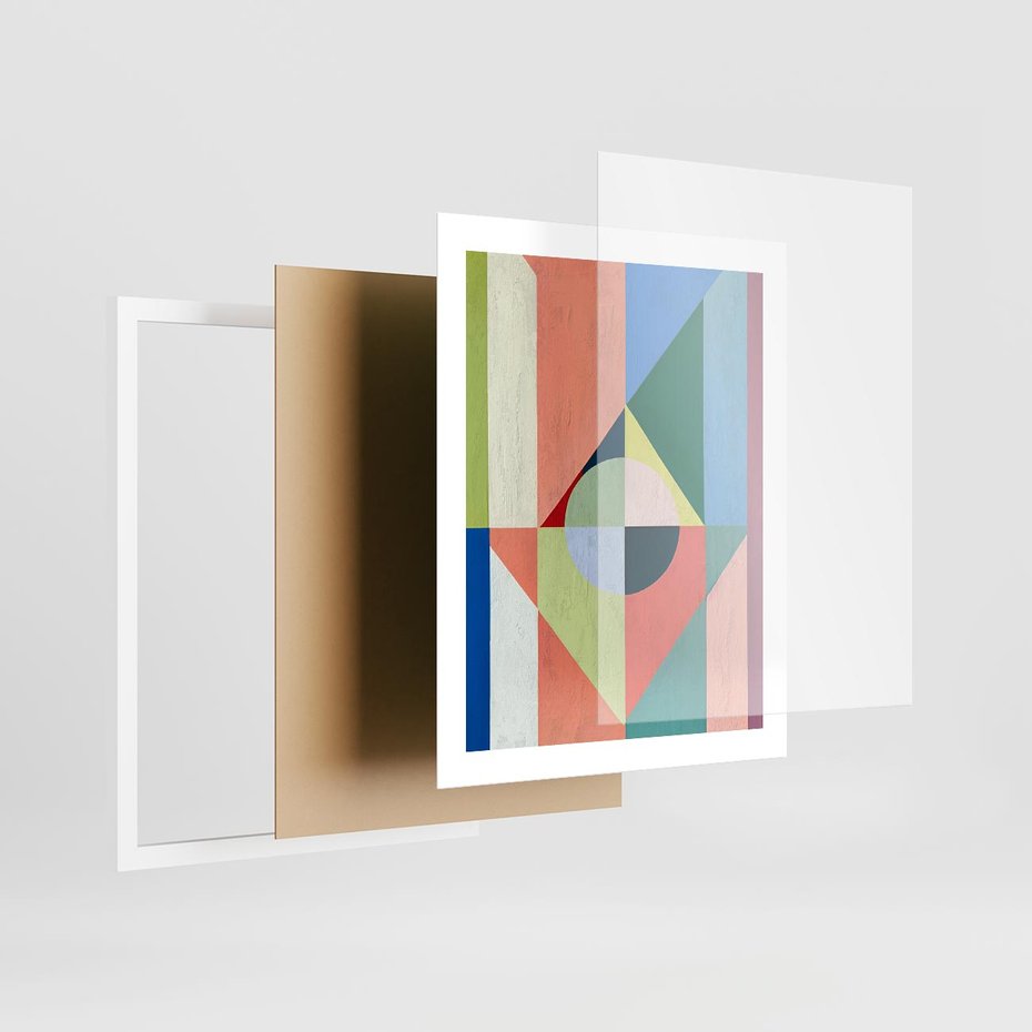 Plakat w ramie 40x50 - Księga Kolorowych Wizji - różne geometryczne formy, koła - rama biała