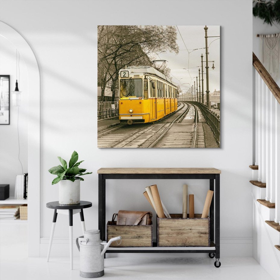 Obraz na płótnie 40x40 - Tramwaj w Lizbonie - Lizbona, tramwaj