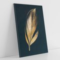 Obraz na płótnie 70x100 - Mroczne Złoto - nowoczesna grafika, złoty liść na czarnym tle