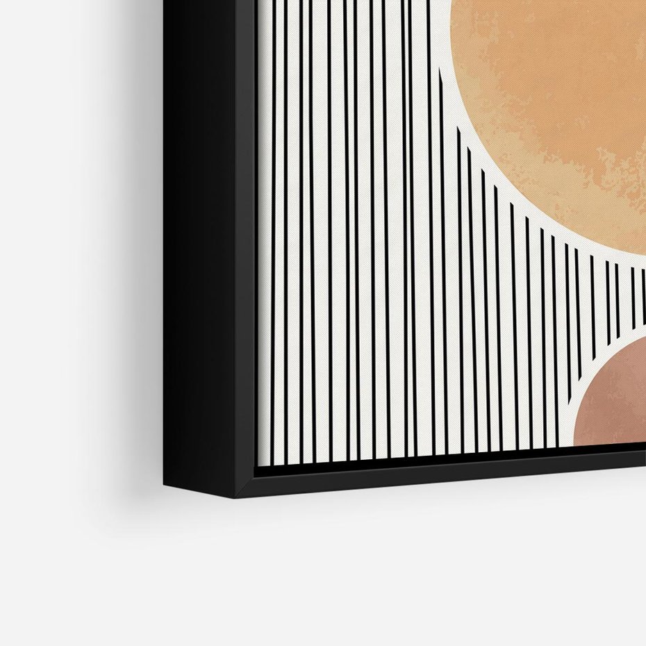 Obraz w ramie 50x50 - Taniec Linii - abstrakcyjna nowoczesna sztuka, koła okręgi - rama czarna