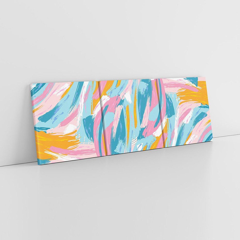 Obraz na płótnie 120x40 - Refleksje w krainie abstrakcji - abstrakcja, energiczne pociągnięcia pędzla