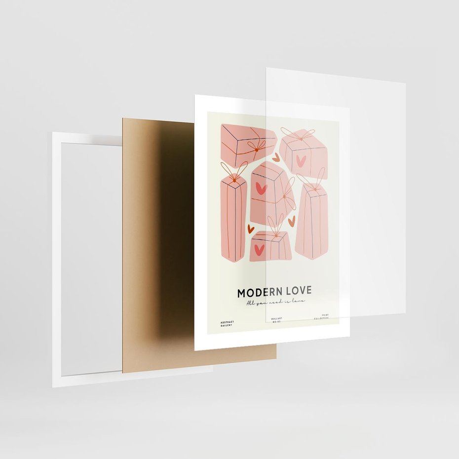Plakat w ramie 40x50 - Nowoczesna Miłość - nowoczesna grafika, pastelowe kolory - rama biała