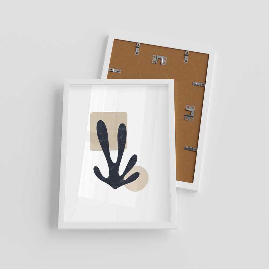 Plakat w ramie 30x40 - Granatowa Odsłona - minimalistyczna nowczesna grafika, styl matisse - rama biała