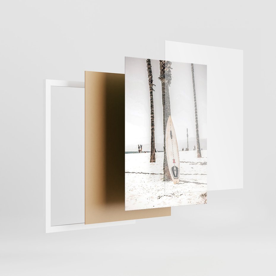 Zestaw obrazy w ramie 50x70 galeria - Lato, palmy, plaża, wakacje - rama biała