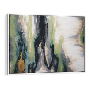 Obraz w ramie 70x50 - Sfumowane zmysły artysty - rozmyte kolory, zieleń - rama biała