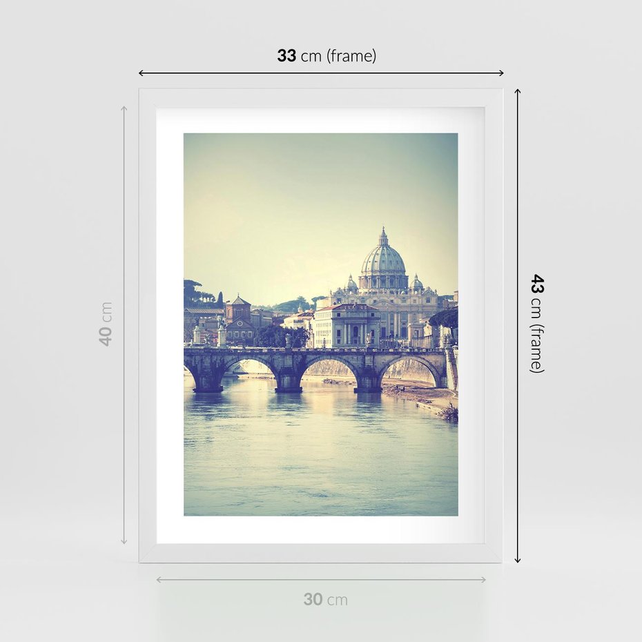 Plakat w ramie 30x40 - Urok włoskiego miasta - Włochy, miasto - rama biała