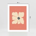 Plakat bez ramy 30x40 - Malowane Kolorowe Echa - minimalistyczna grafika, biały kwiat na różowym tle