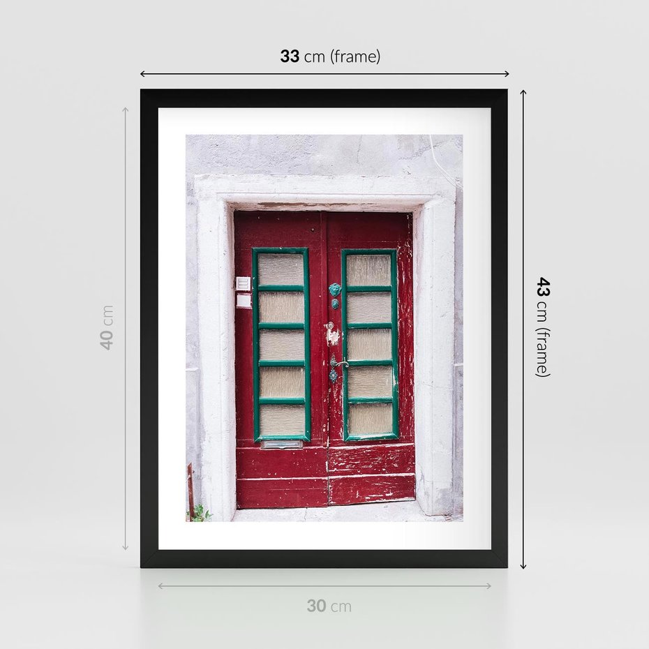 Plakat w ramie 30x40 - Retro Przez Drzwi - drzwi, retro - rama czarna