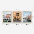 Zestaw obrazy w ramie 40x50 galeria - Kopenhaga, Holandia, rower, domki, port - rama drewno