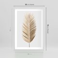 Plakat w ramie 50x70 - Złoty blask palmowego liścia - złota, palma - rama biała