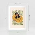 Plakat w ramie 30x40 - Malowane Odbicia Wyobraźni - nowoczesny plakat, kobieta otoczona liśćmi - rama biała