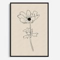 Obraz w ramie 50x70 - Przenikający Dialog - szkic kwiatu, mnimalistyczny szkic - rama czarna