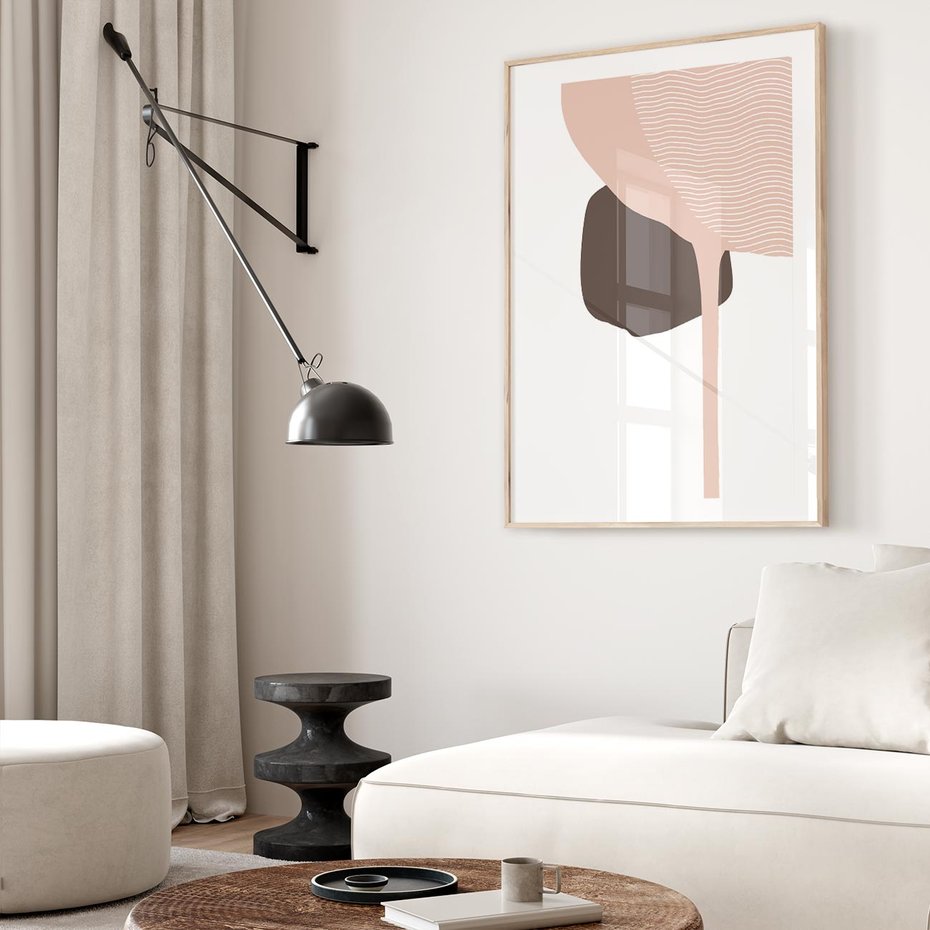 Plakat w ramie 30x40 - Wibracje Odbić Plam - abstrakcyjny obraz, rozlewające się plamy - rama drewno