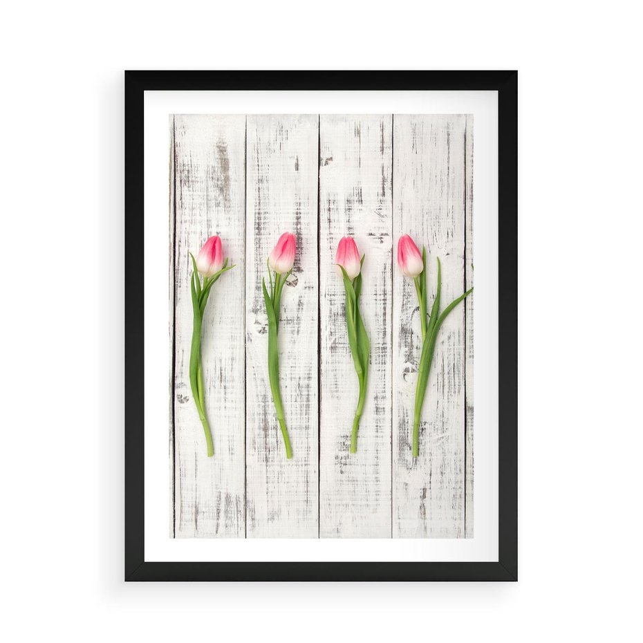 Plakat w ramie 50x70 - Kwintesencja Piękna - kwiaty, tulipany - rama czarna