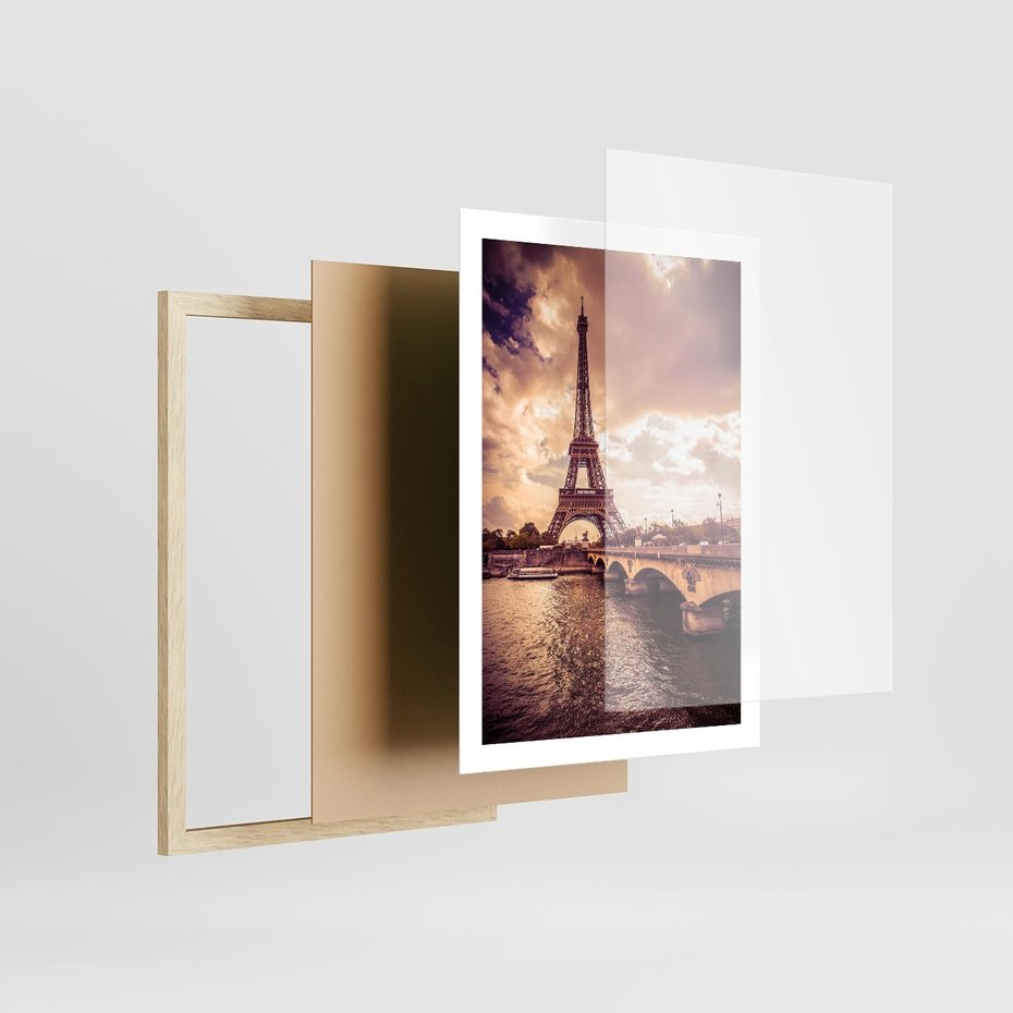 Plakat w ramie 50x70 - Eiffla: ikona Paryża - Eiffla, Paryż - rama drewno