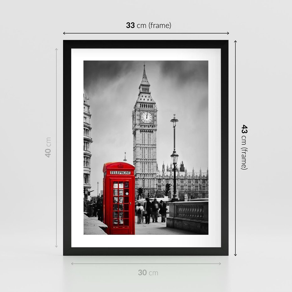 Plakat w ramie 30x40 - Ikoniczny Big Ben w Londynie - Big Ben, Londyn - rama czarna