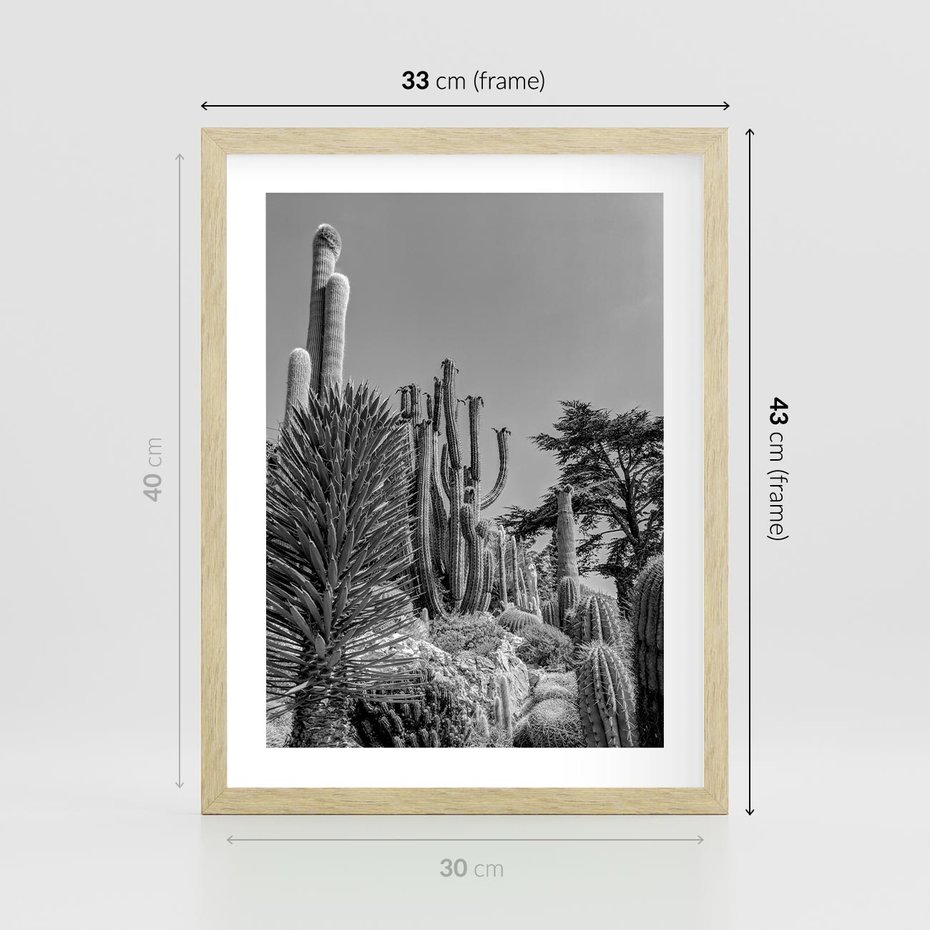 Plakat w ramie 30x40 - Pustynny Klimat - czarno białe zdjecie, pustynia - rama drewno