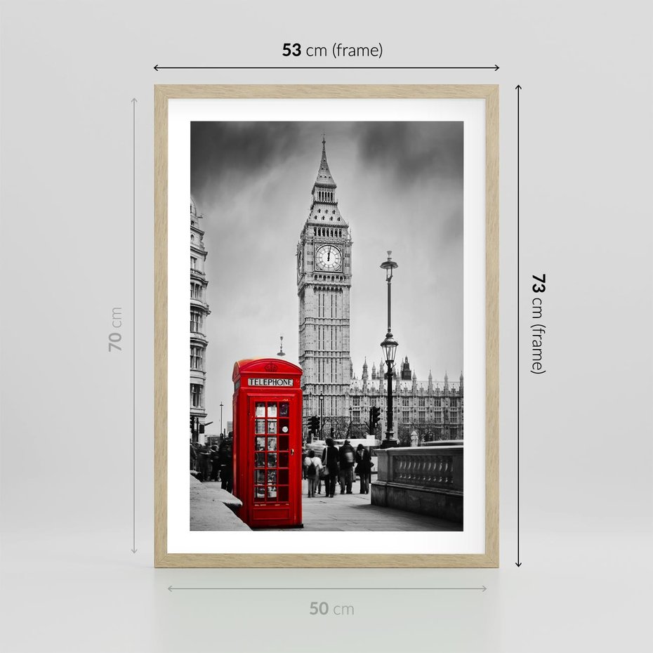 Plakat w ramie 50x70 - Ikoniczny Big Ben w Londynie - Big Ben, Londyn - rama drewno