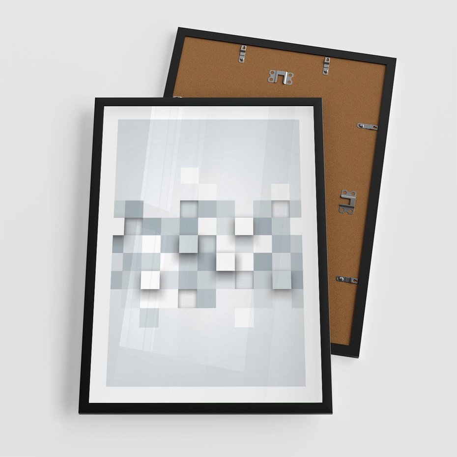 Plakat w ramie 50x70 - Trójwymiarowe formy geometryczne - geometria, 3D - rama czarna