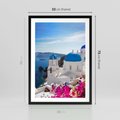 Plakat w ramie 50x70 - Perspektywa na Santorini - Santorini, perspektywa - rama czarna
