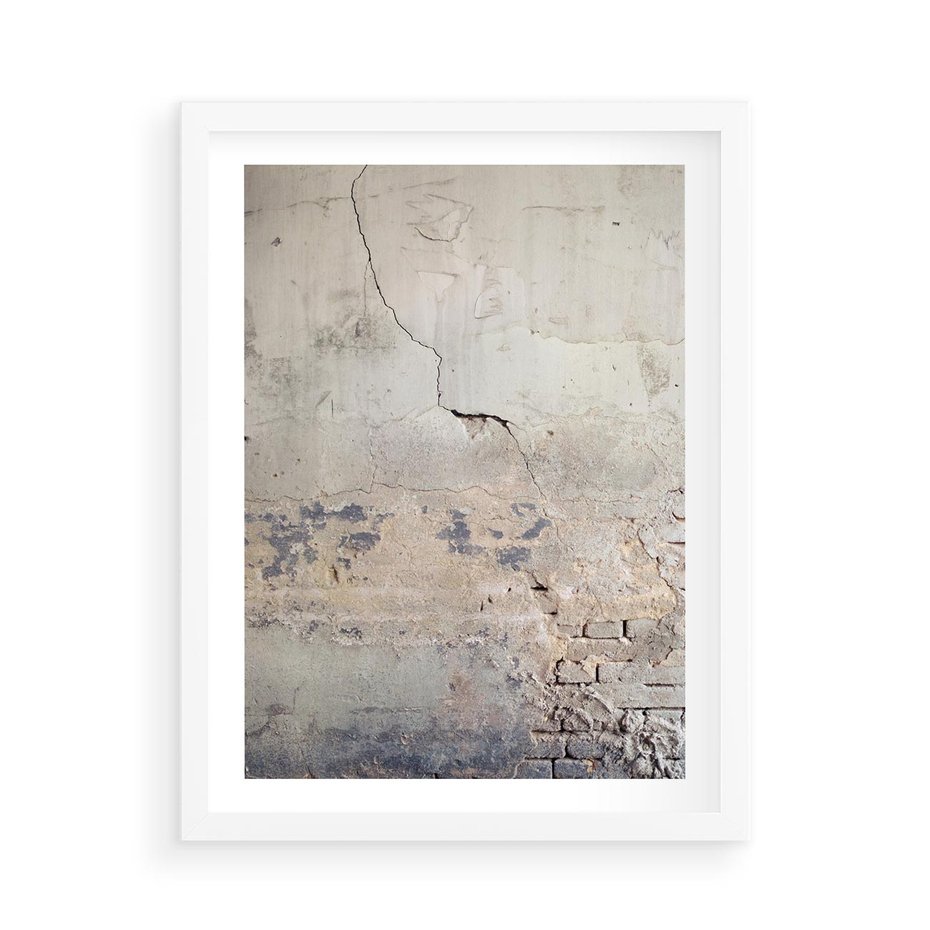 Plakat w ramie 50x70 - Surowość ściany z betonu - ściana, beton - rama biała