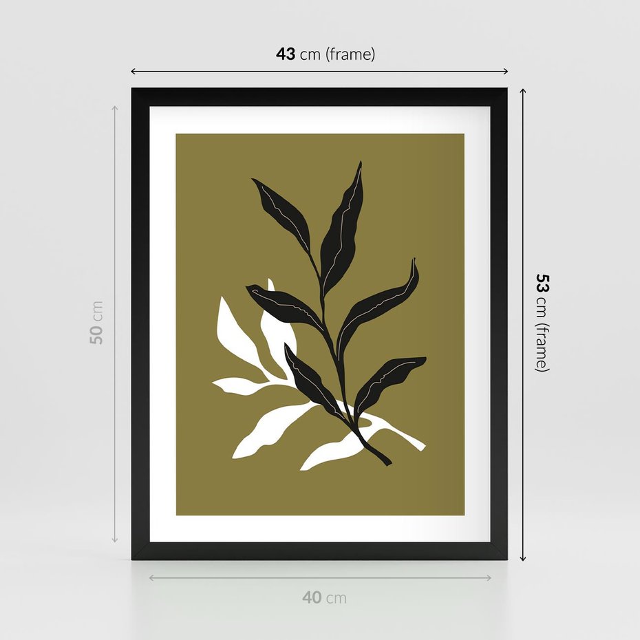 Plakat w ramie 40x50 - Wewnętrzne Odsłony - liście, gałązki - rama czarna