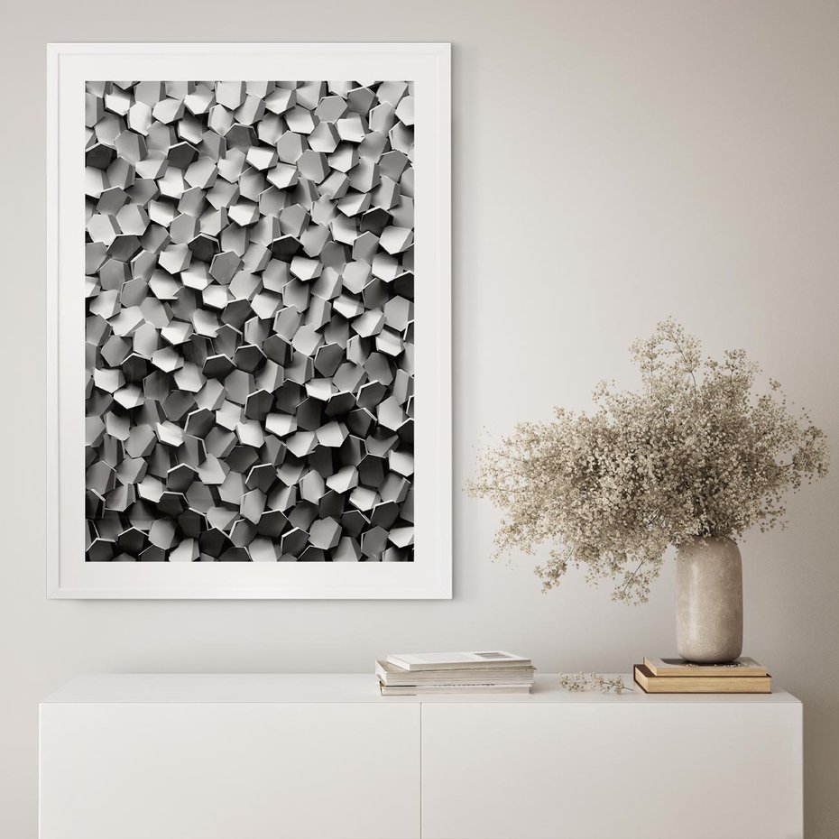 Plakat w ramie 40x50 - Odkryj głębię sztuki - graficzne, 3D - rama biała