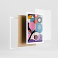 Plakat w ramie 50x70 - Kolorowe Ulotności - abstrakcyjny obraz olejny, żywe kolory - rama biała