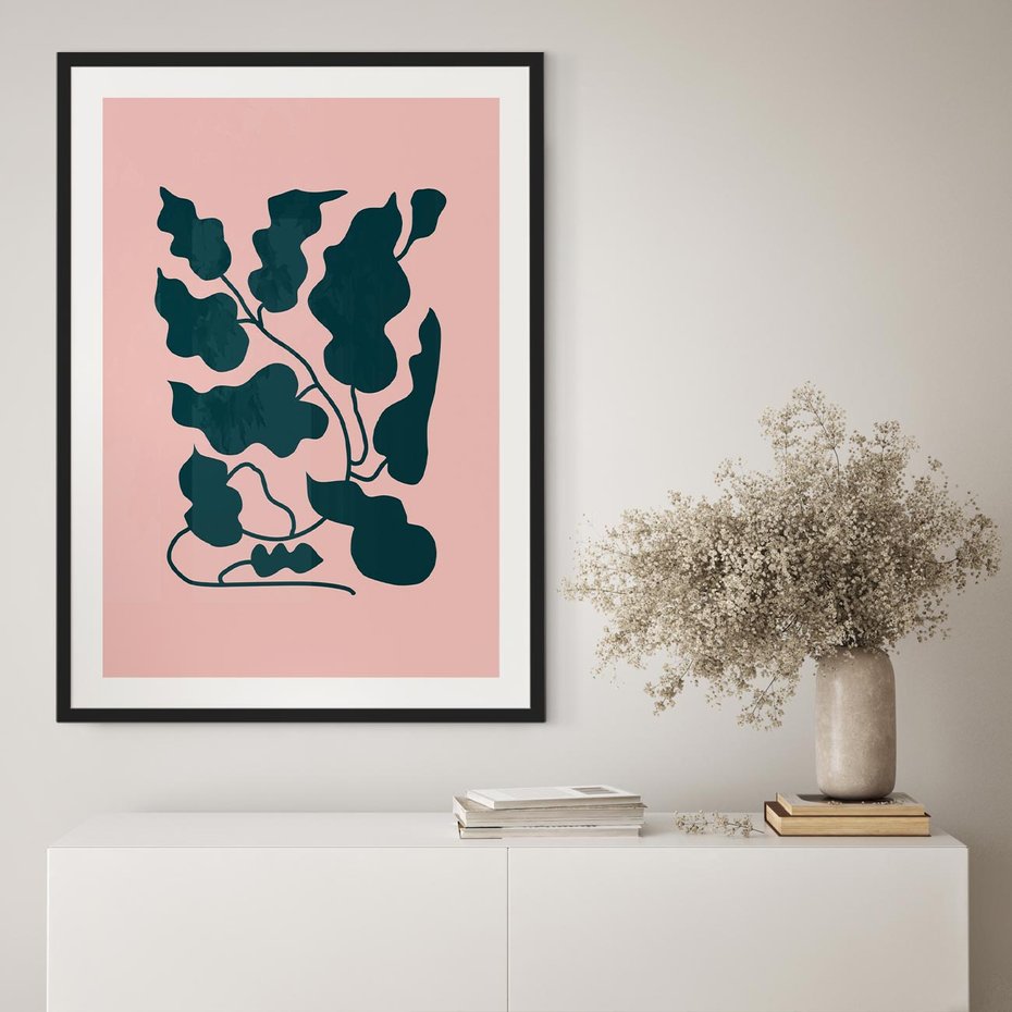 Plakat bez ramy 40x50 - Kształty Nieznanego Świata - abstrakcyjne liście, boho styl