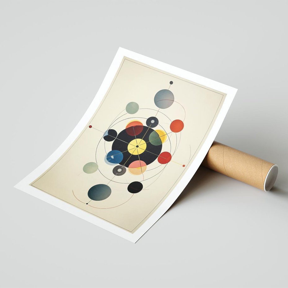 Plakat bez ramy 40x50 - Bezgraniczny Taniec Światła - abstrakcyjna geometryczna kompozycja, koła linie