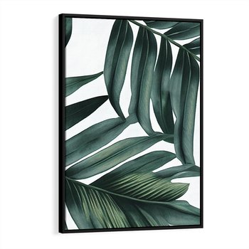 Obraz w ramie 70x100 - Ruchome liście czasu - liście palmy, tropikalne - rama czarna