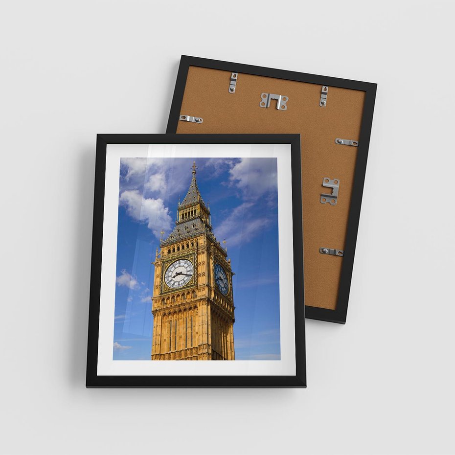 Plakat w ramie 40x50 - Czasowy Symbol - zegar, Big Ben - rama czarna