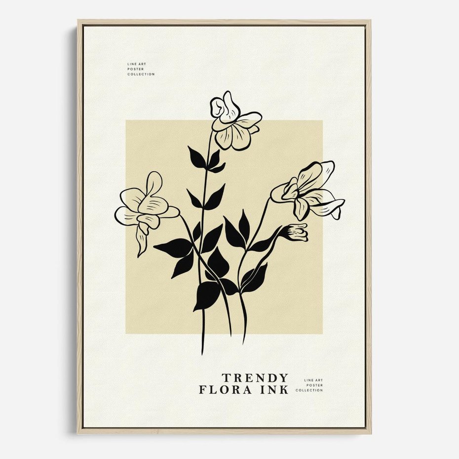 Obraz w ramie 80x120 - Malowane szkicowe tęsknoty - kwiaty, typografia - rama drewno