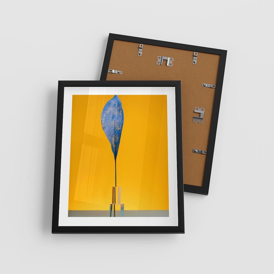 Plakat w ramie 40x50 - Niebiańskie liście - liść, liście - rama czarna