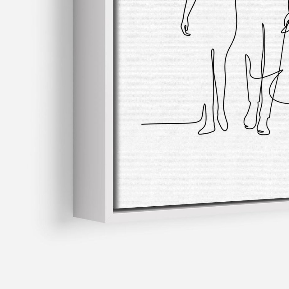Obraz w ramie 70x50 - Wspólne Kroki - line art, szkic - rama biała