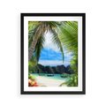 Plakat w ramie 40x50 - Palmy tańczące na tropikalnej plaży - palmy, plaża - rama czarna
