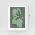 Plakat w ramie 30x40 - Kształty Zieleni - abstrakcyjny kształt, zielony plakat - rama biała