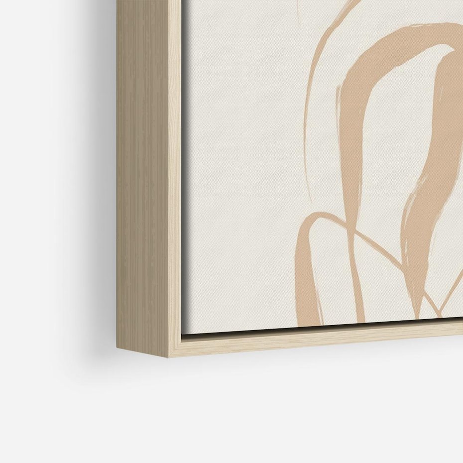 Obraz w ramie 80x80 - Formy Nowoczesności - minimalistyczny plakat, liście palmy - rama drewno