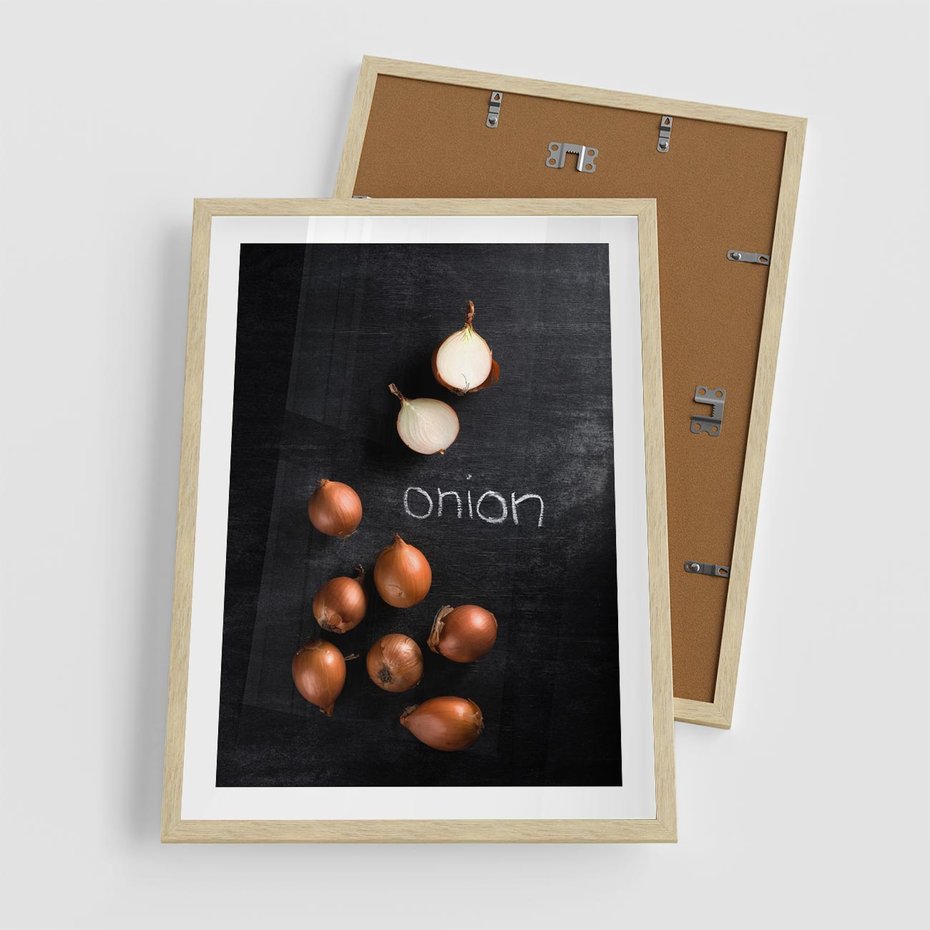 Plakat w ramie 50x70 - Aromatyczne Inspiracje - cebula, kuchnia - rama drewno
