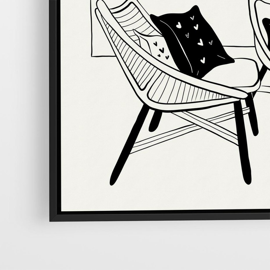 Obraz w ramie 50x50 - Boho Elegancja - boho wnętrze, salon - rama czarna