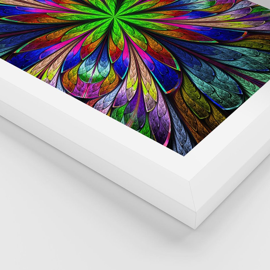 Plakat w ramie 30x40 - Witrażowa magia na płótnie - witraż, sztuka - rama biała