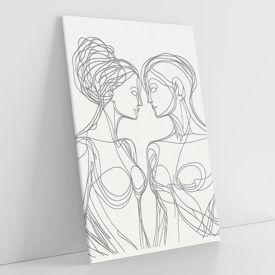 Obraz na płótnie 50x70 - Dialog z cieniami duszy - sztuka one line art, jedna kreska