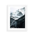 Plakat w ramie 30x40 - Góry w Zimowym Uścisku - góry, ośnieżone szczyty - rama biała