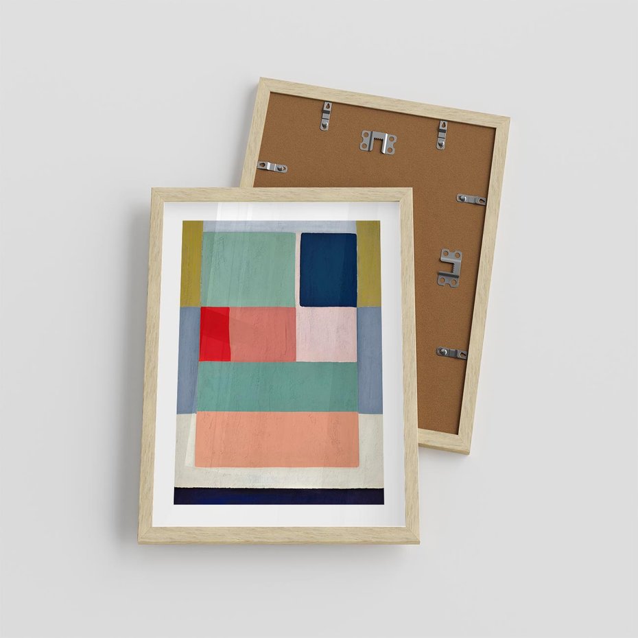 Plakat w ramie 30x40 - Bezgraniczne Nastroje Harmonii - abstrakcyjne geometryczne kształty, olejny obraz - rama drewno