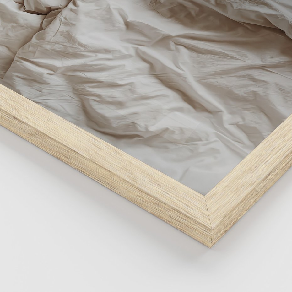 Zestaw obrazy w ramie 40x50 galeria - Kawa, łóżko, pościel, minimalizm - rama drewno