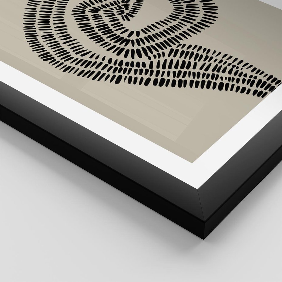 Plakat w ramie 40x50 - Nowoczesne Spektrum Wyobraźni - boho plakat, czarne kropki kreski - rama czarna